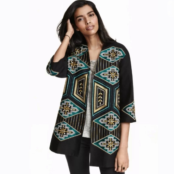 H&M Jackets & Blazers - H&M Uniquely Embellished Tribal Embroidered Blazer